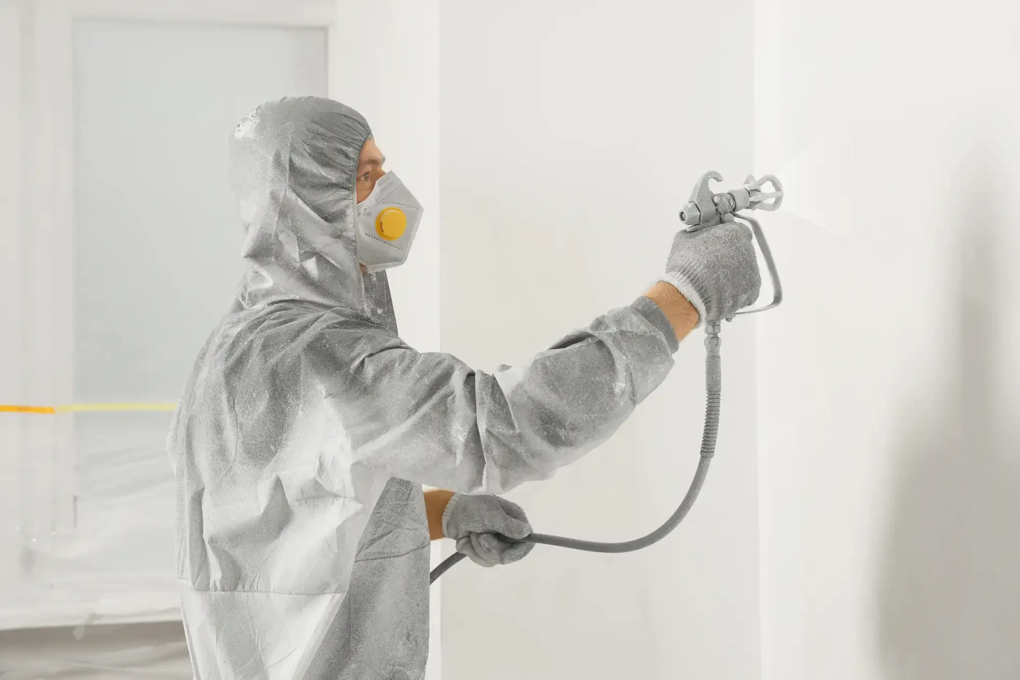 Professional painter spraying wall indoors essex county massachusetts service provided in Essex, Massachusetts with quality workmanship and attention to detail.