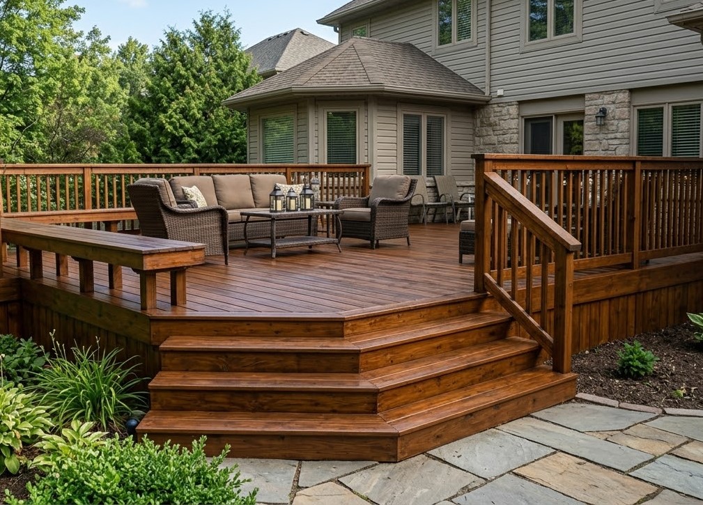 Deck staining project Lowell area