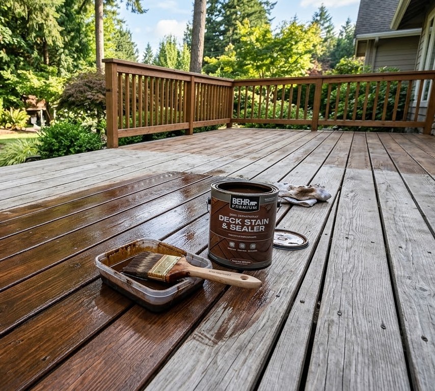 Deck staining Burlington MA