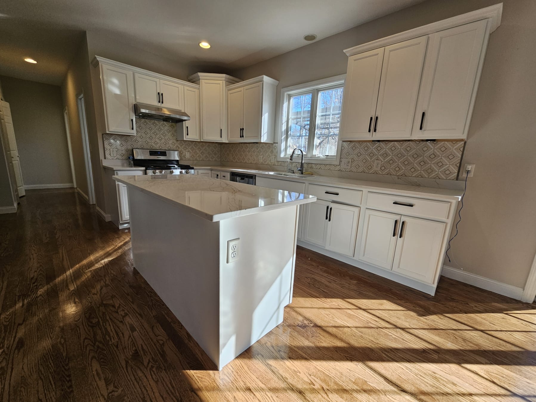 Kitchen cabinet painting gallery Burlington MA — during work