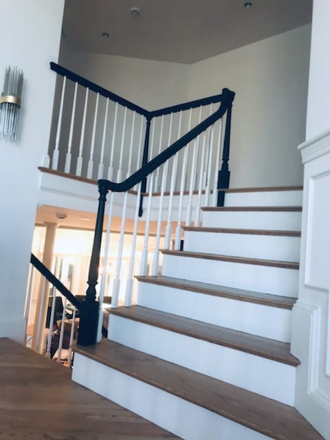 Staircase railing painting Lowell