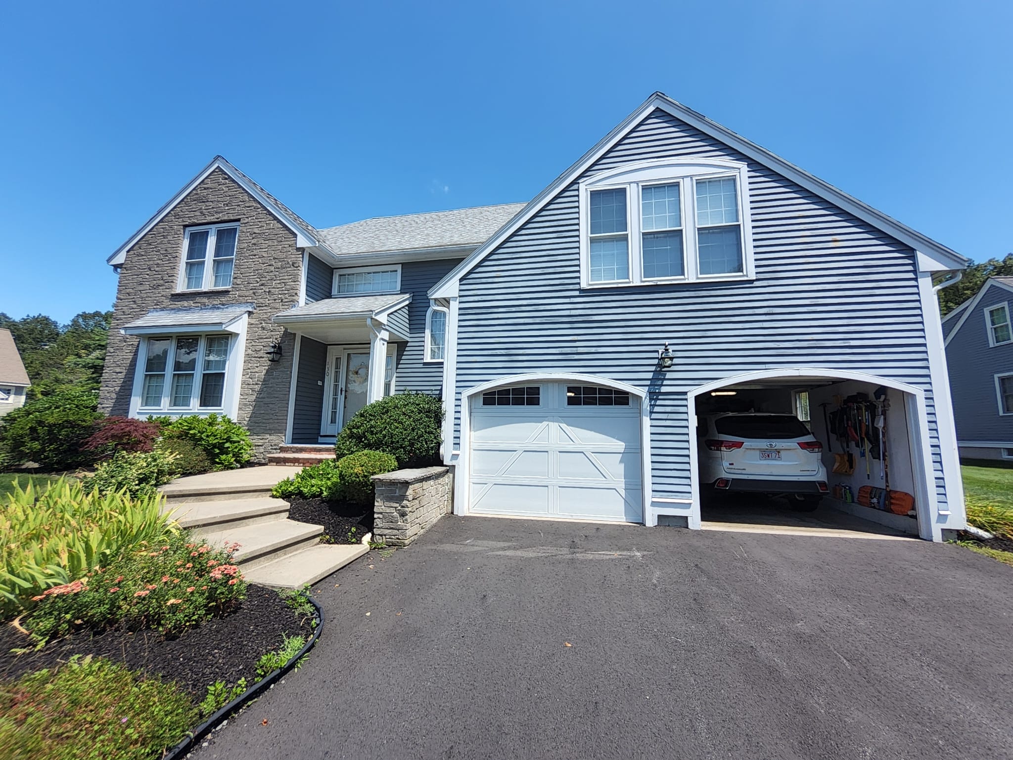 Complete exterior house after power washing