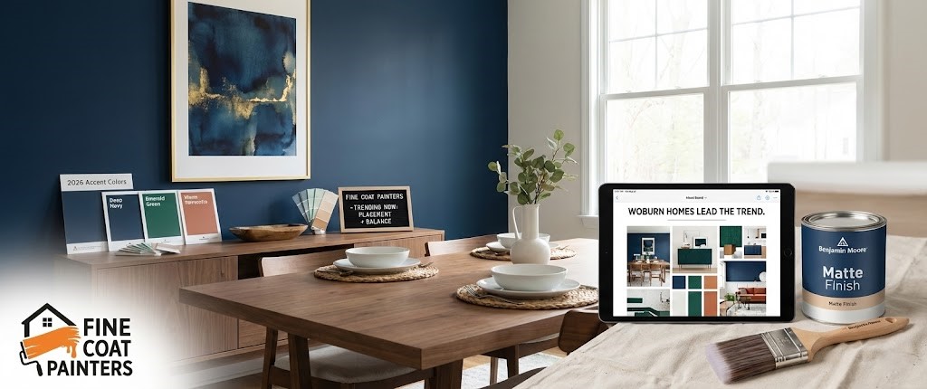 Interior painting gallery Burlington MA — accent wall trends 2026