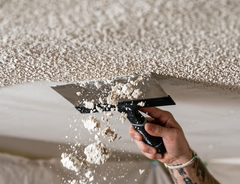 Popcorn ceiling removal Burlington — modern smooth finish
