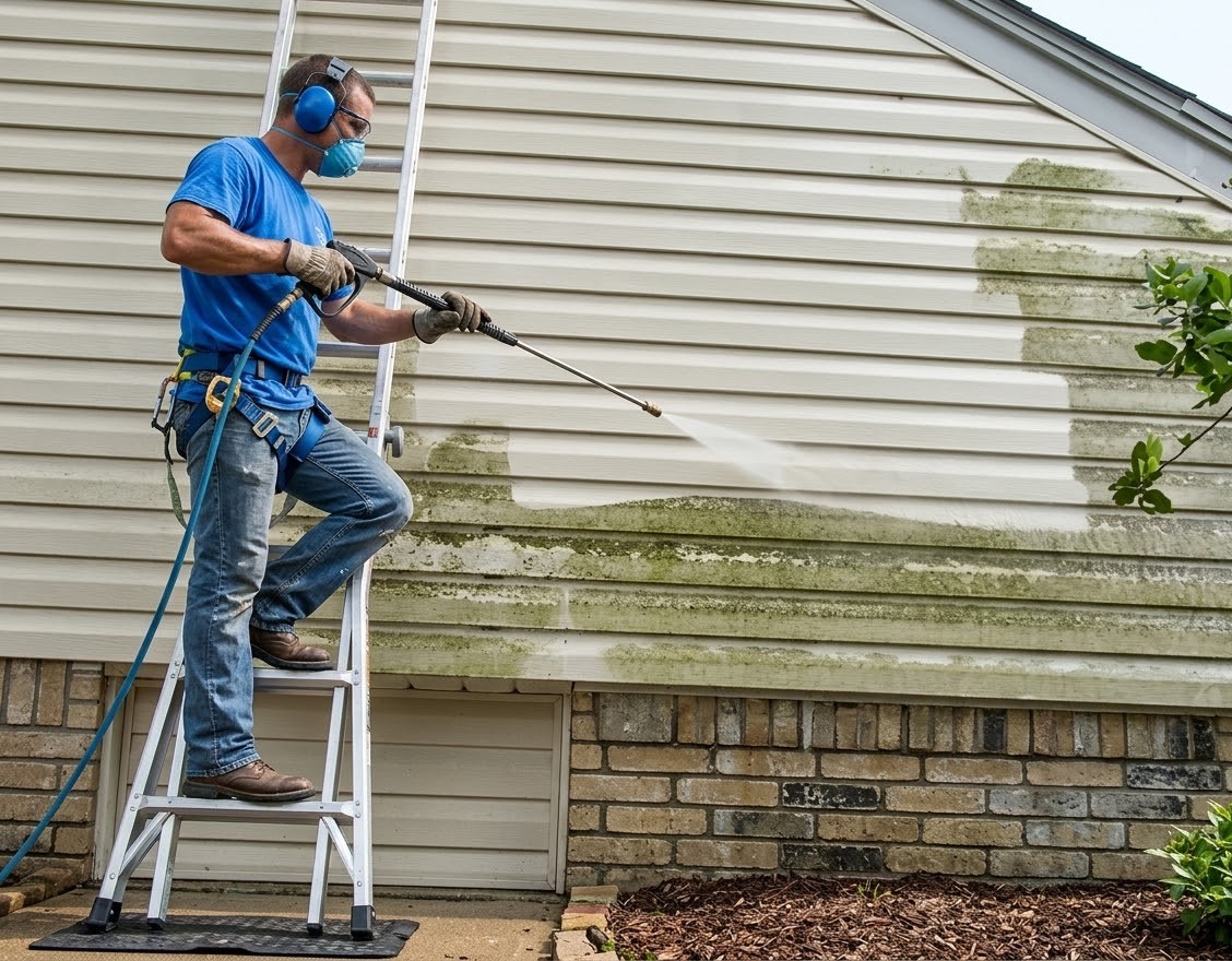 Pressure washing Burlington MA — clean house exterior by Fine Coat Painters