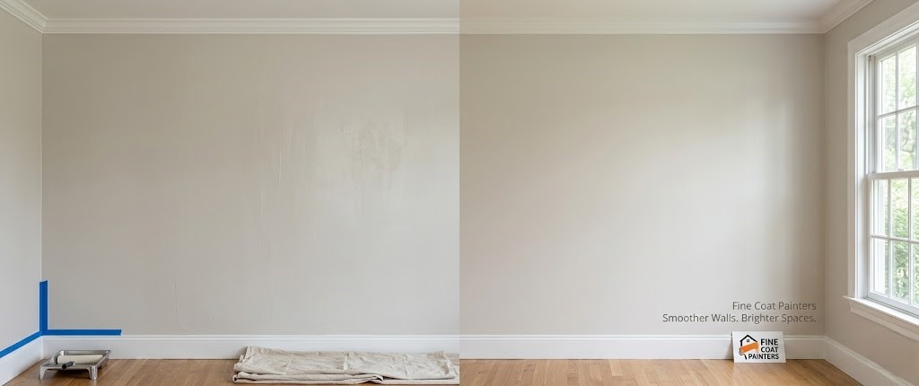 Painting gallery Burlington MA — before and after wall paint comparison